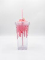 Donut Tumbler with Straw and 3D Donut Lid Topper Clear Double Wall Plastic Cup with Drip Glaze and Sprinkles for Cold Drinks - Image 5