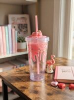Donut Tumbler with Straw and 3D Donut Lid Topper Clear Double Wall Plastic Cup with Drip Glaze and Sprinkles for Cold Drinks - Image 6