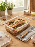 Food Storage Container with Locking Lid - Amazing Clear Rectangular Plastic Box with 4 Snap Latches Perfect for Fridge and Pantry - Image 10