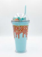 Milkshake Style Double Wall Plastic Tumbler with Straw and 3D Drip Sprinkles and Faux Whipped Cream Dome Lid for Cold Drinks - Image 7