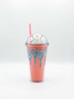 Milkshake Style Double Wall Plastic Tumbler with Straw and 3D Drip Sprinkles and Faux Whipped Cream Dome Lid for Cold Drinks - Image 4