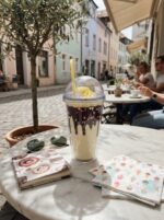 Milkshake Style Double Wall Plastic Tumbler with Straw and 3D Drip Sprinkles and Faux Whipped Cream Dome Lid for Cold Drinks - Image 2