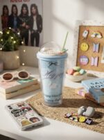Pastel Bow Print Double Wall Plastic Tumbler with Straw and Pearl Bead Dome Lid with 3D Flower Charm for Cold Drinks - Image 4