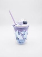 Rounded Double Wall Plastic Tumbler with Straw and Clear Dome Lid with 3D Fruit Charms and Drip Fruit Print for Cold Drinks - Image 2