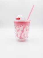 Rounded Double Wall Plastic Tumbler with Straw and Clear Dome Lid with 3D Fruit Charms and Drip Fruit Print for Cold Drinks - Image 10