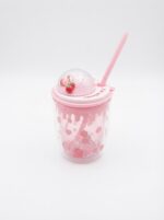 Rounded Double Wall Plastic Tumbler with Straw and Clear Dome Lid with 3D Fruit Charms and Drip Fruit Print for Cold Drinks - Image 12