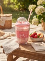 Rounded Double Wall Plastic Tumbler with Straw and Clear Dome Lid with 3D Fruit Charms and Drip Fruit Print for Cold Drinks - Image 9