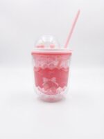 Rounded Double Wall Plastic Tumbler with Straw and Clear Dome Lid with 3D Fruit Charms and Drip Fruit Print for Cold Drinks - Image 7