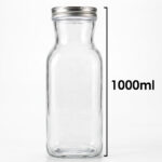 Square Glass Bottle with Lid - Amazing Clear Glass Canister with Silver Screw Cap Perfect for Juice Milk and Pantry Storage - Image 6