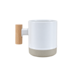 Two Tone Ceramic Coffee Mug with Wooden Handle and Unglazed Stone Base for Coffee and Tea - Image 10